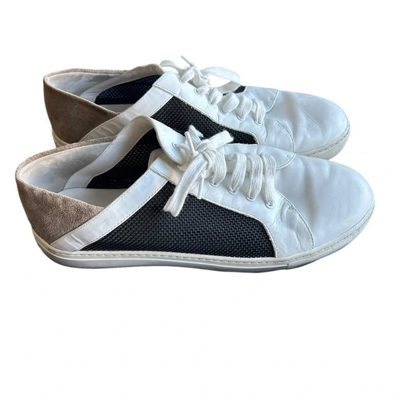 Vince Anette Alabaster Colorblock Mesh Side Sneakers in White/Black/Tan Size 9 - Picture 8 of 11